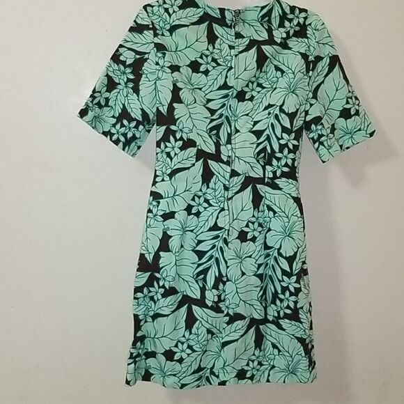 Zara Brown & Green Floral shift dress XS - Picture 4 of 9